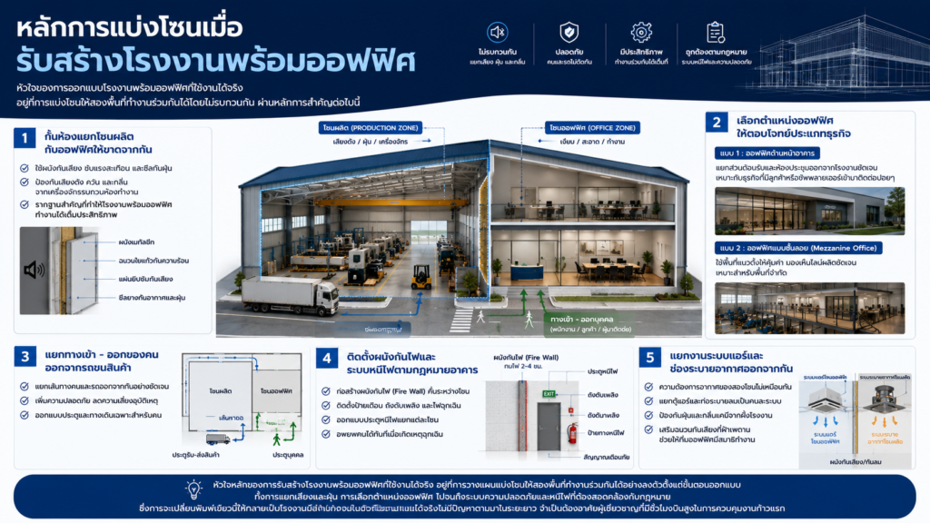 รับสร้างโรงงานพร้อมออฟฟิศในหลังเดียวกัน